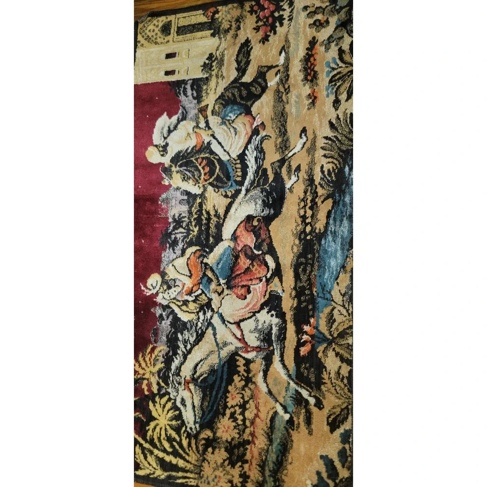 Vintage Persian Style Horse Riders Scene Tapestry Wall Hanging Decor